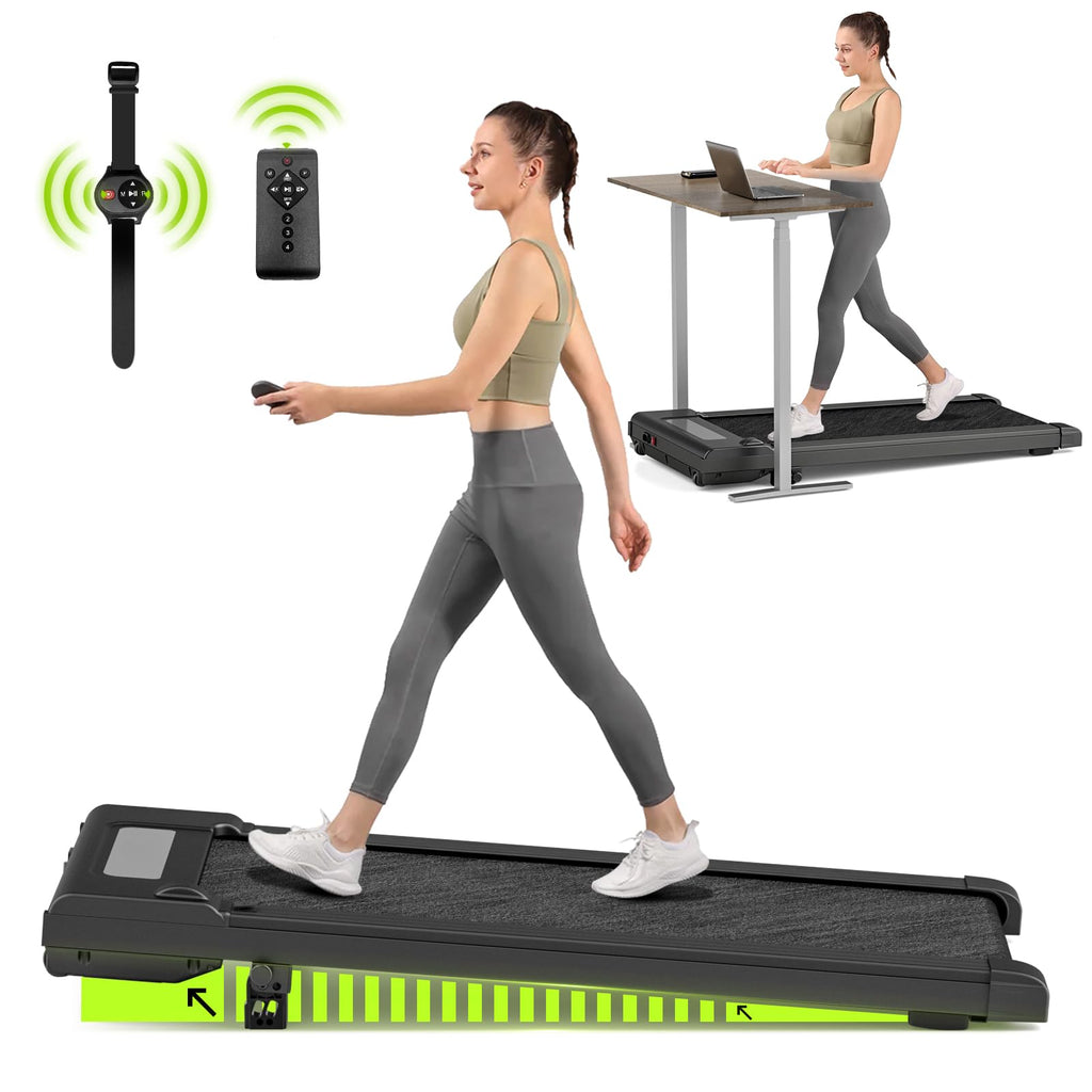 Smart Under Desk Walking Pad, Treadmill for Home/Office, Manual Incline, 5.0 MPH Treadmill with 3HP Motor, Panel & Remote LED Display, Compact 4-in-1 Running/Walking Machine, Portable 300LB Capacity