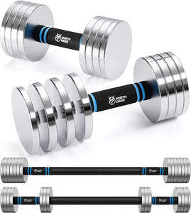 Northdeer 2.0 Upgraded Adjustable Steel Dumbbells, 40lbs Free Weight Set with Connector, 2 in 1 Dumbbell Barbell Set (New)