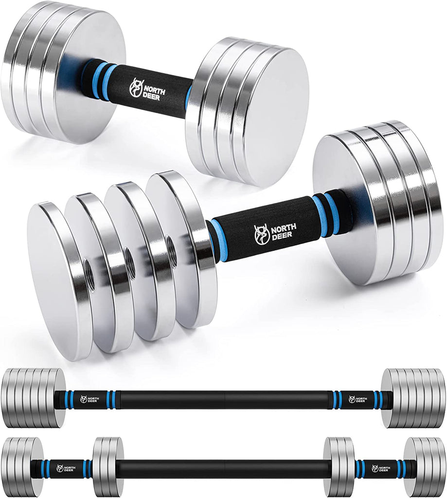 Northdeer 2.0 Upgraded Adjustable Steel Dumbbells, 40lbs Free Weight Set with Connector, 2 in 1 Dumbbell Barbell Set (Uesd-Good)